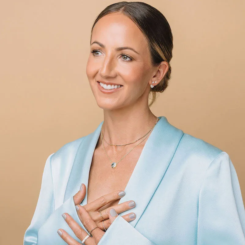 CZ Pavé Half Circle and Bar Earrings