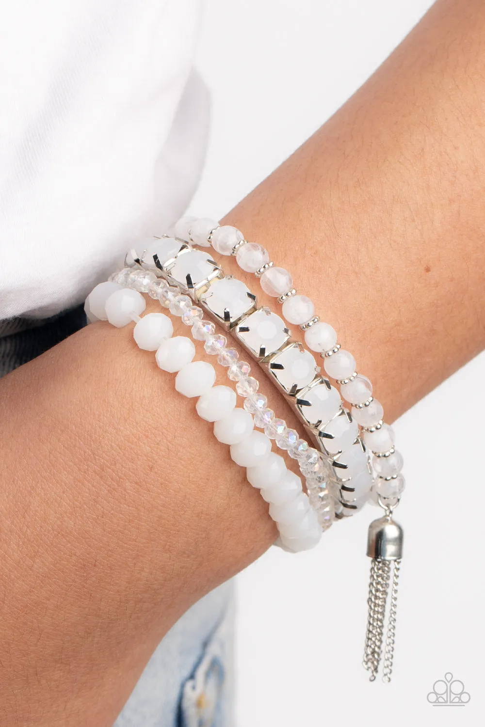 Day Trip Trinket - White Bracelet - Paparazzi Accessories