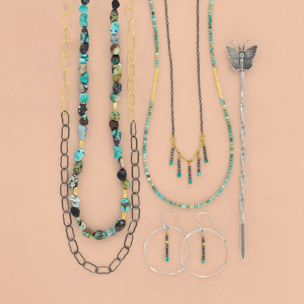 Dipped Magic Beans Necklace in Gold and Black Rhodium