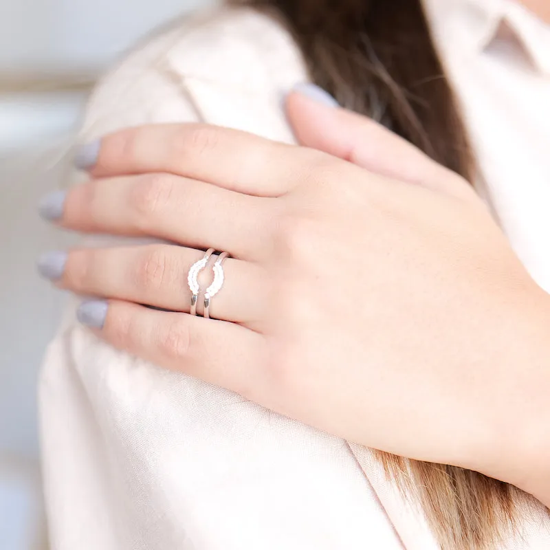 Double Row Micro Pavé Diamond Halo Guard Ring