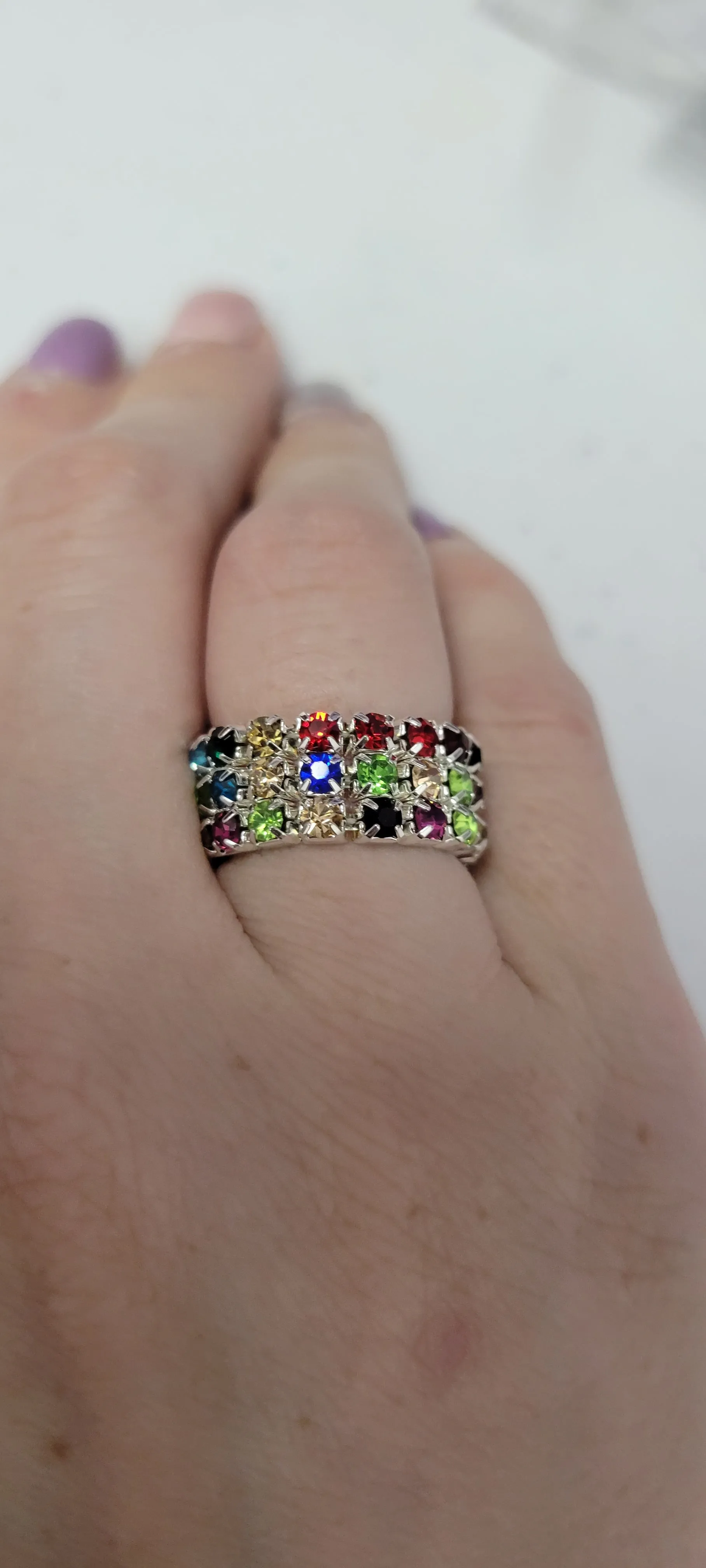 Elastic stretch rings with bling