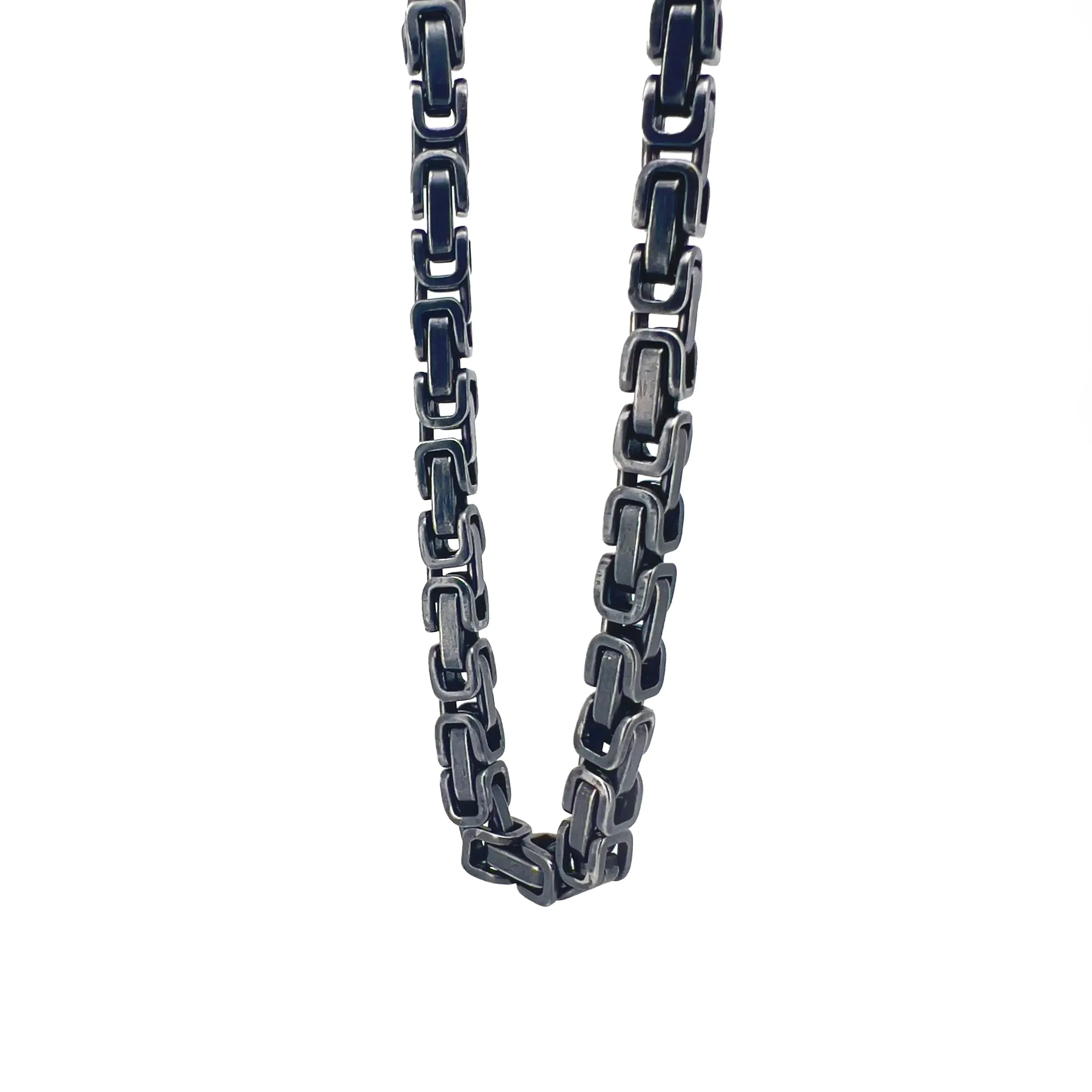Erusmo Stainless Steel Byzantine Vintage Black Necklace