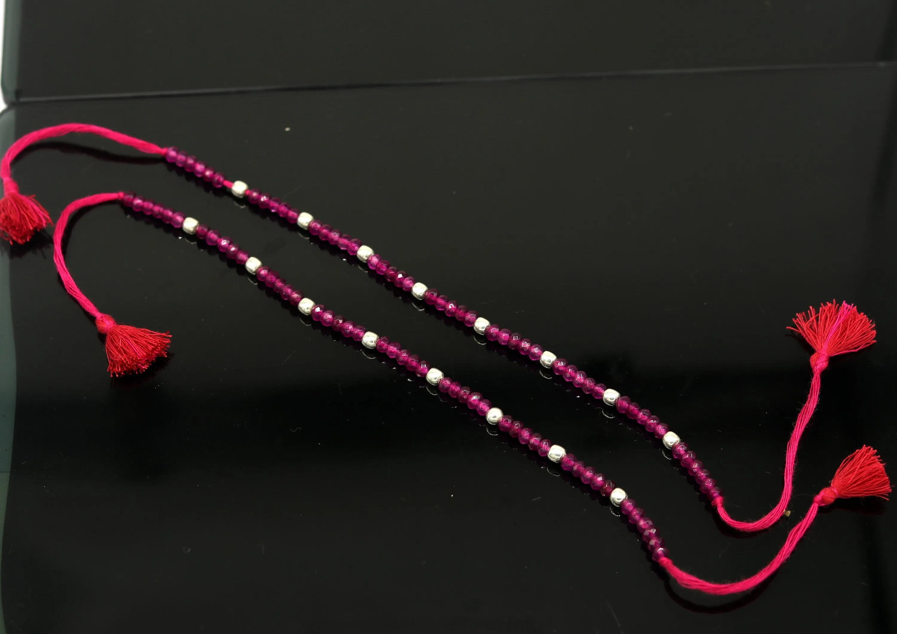 Fabulous threads anklets semi precious ruby stone and 925 silver beads, custom made ankle bracelet, pretty gift modern beaded jewelry ank252