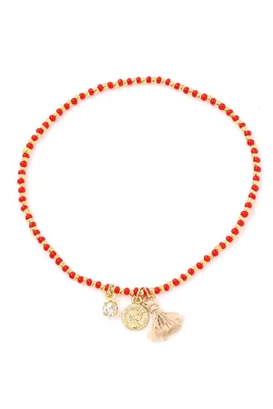 FMB040 Dainty Beaded Bracelet Red