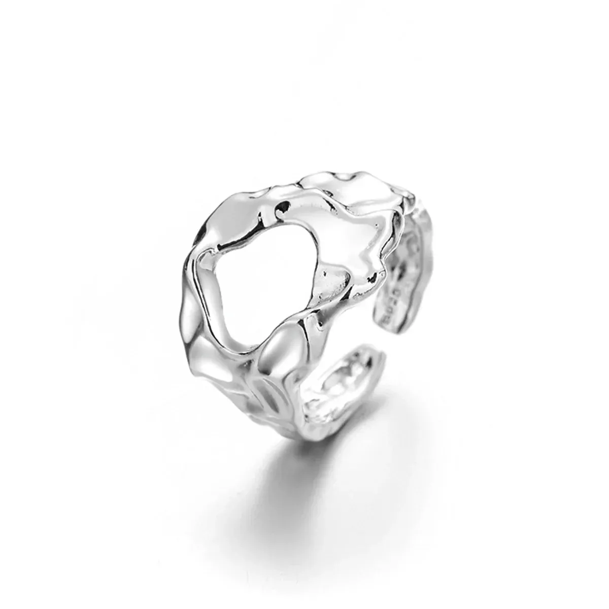 Geometric Irregular Liquid Waterdrop Vintage Silver Metal Personality Jewelry Ring