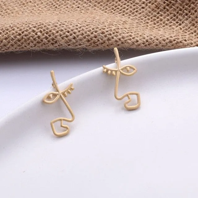 Gold Stud Earring Simple Geometric - 8 Styles