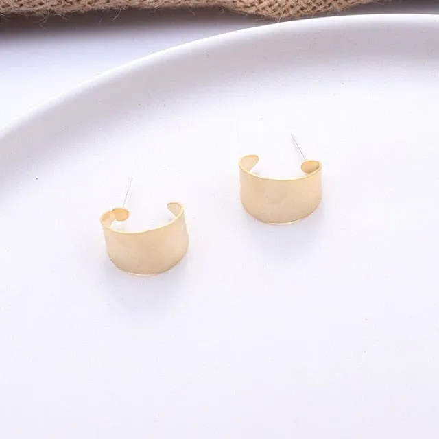 Gold Stud Earring Simple Geometric - 8 Styles