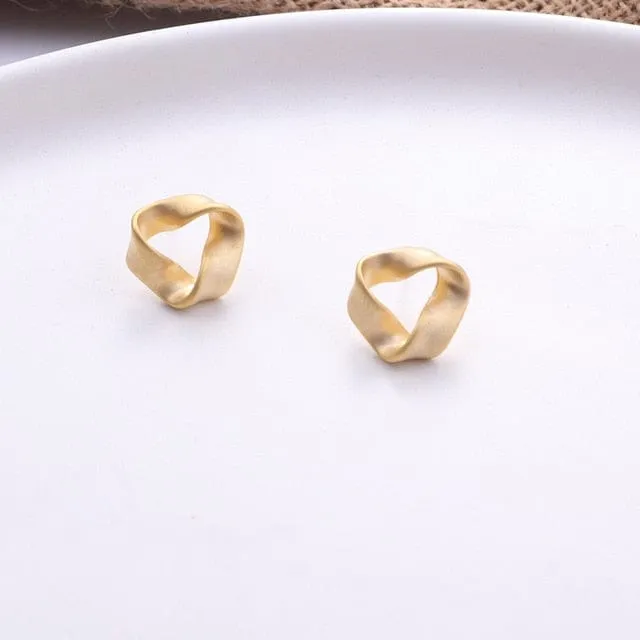Gold Stud Earring Simple Geometric - 8 Styles