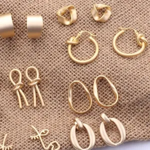 Gold Stud Earring Simple Geometric - 8 Styles