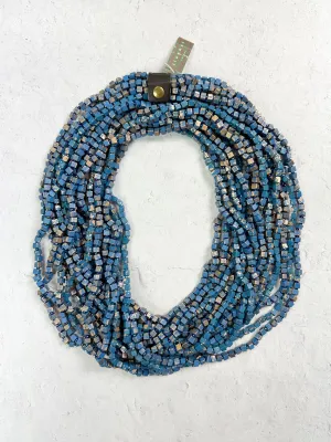 Hand Painted The Next Pashmina Beaded Necklace, Blue/Gold