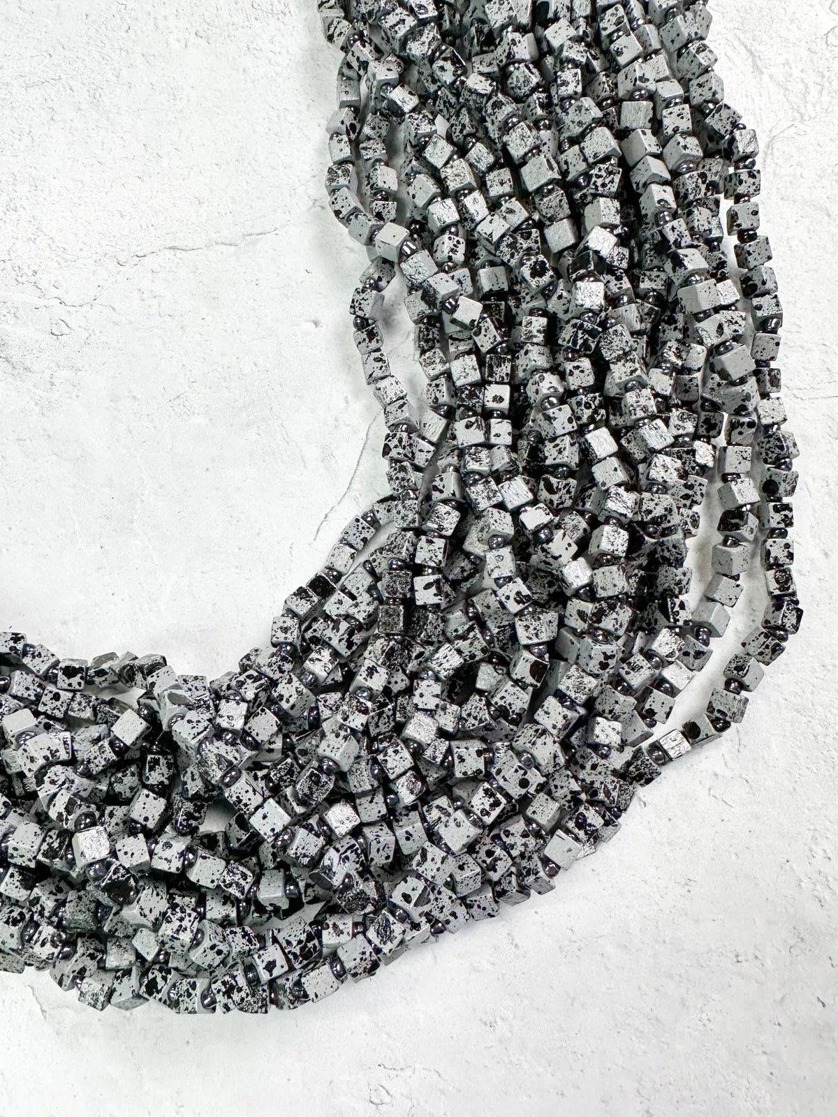 Hand Painted The Next Pashmina Beaded Necklace, Grey/Black