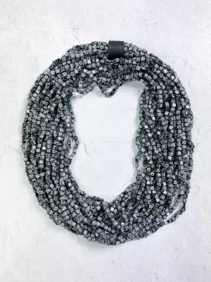 Hand Painted The Next Pashmina Beaded Necklace, Grey/Black