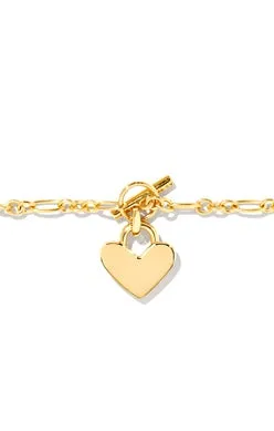 Heart Padlock Chain Bracelet in 18k Gold Vermeil
