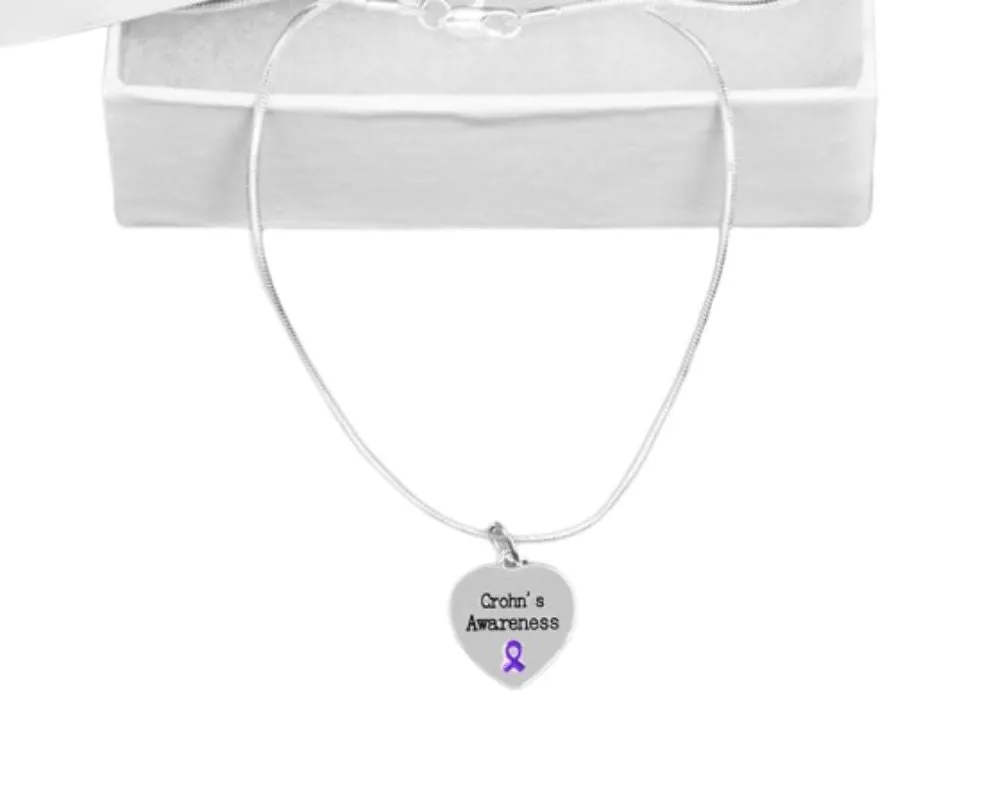 Heart Shaped Crohn's Disease Awareness Necklaces