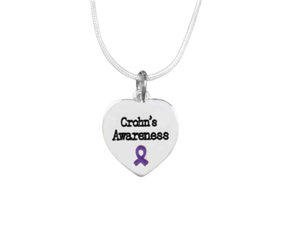 Heart Shaped Crohn's Disease Awareness Necklaces