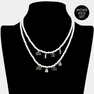 iLLASPARKZ 2PCS -mini mama Pendant Moms and Kids Set Pearl Necklaces