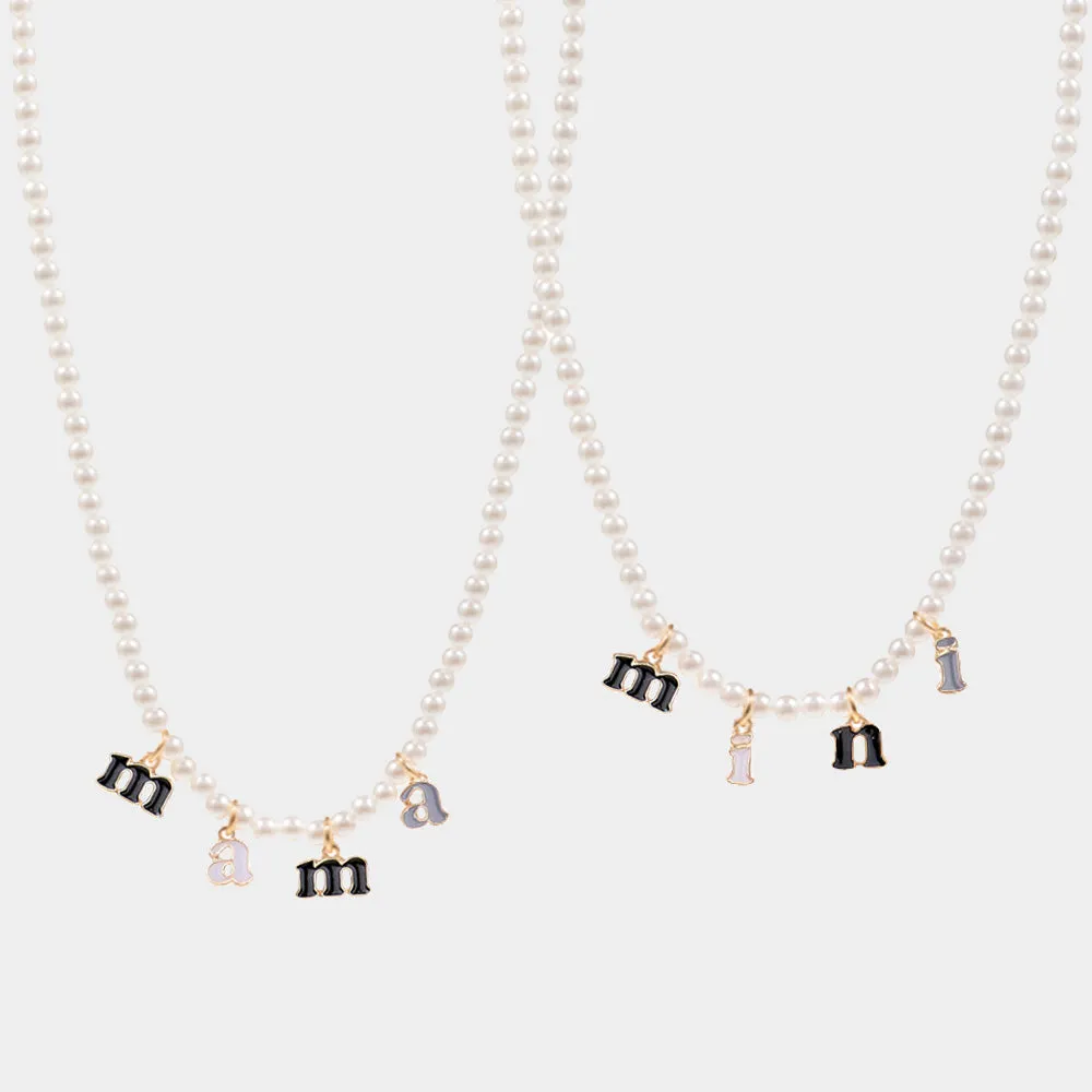iLLASPARKZ 2PCS -mini mama Pendant Moms and Kids Set Pearl Necklaces