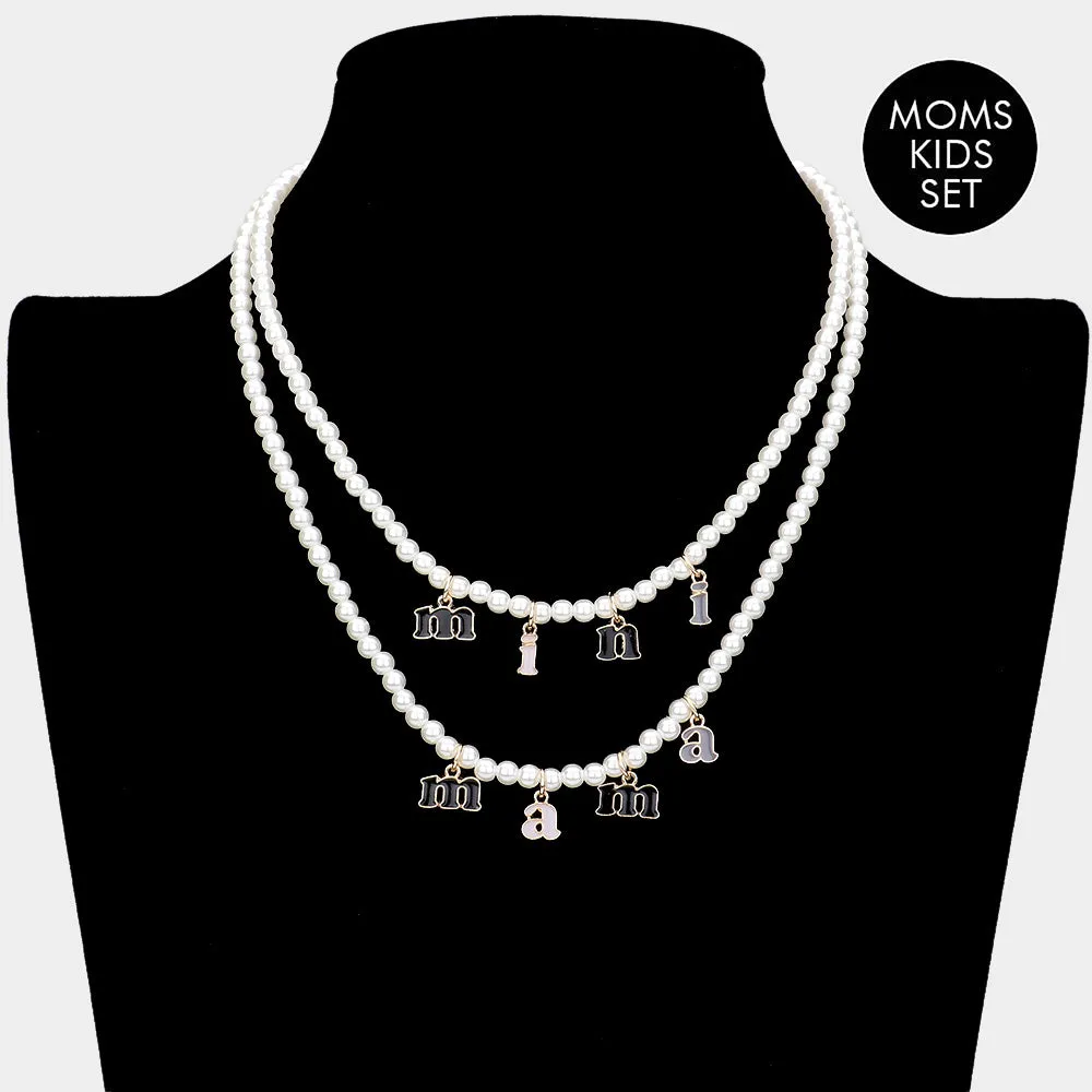 iLLASPARKZ 2PCS -mini mama Pendant Moms and Kids Set Pearl Necklaces
