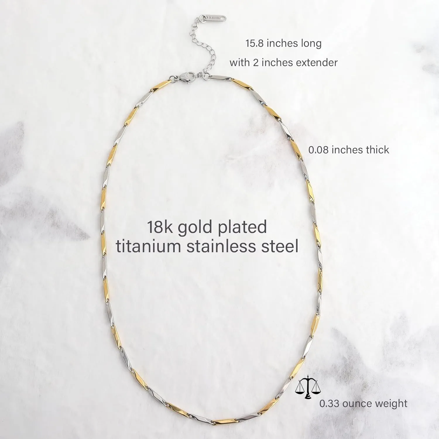 Jean Beau Gold Choker Necklace for Women, Simple 18K Gold Plated Adjustable Link Chain Prom Jewelry Gifts