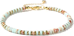 Jinxiuge Stone Beaded Anklets for Women Handmade Beach Boho Beads Ankle Bracelet Jewelry for Birthday Party Gift for Her