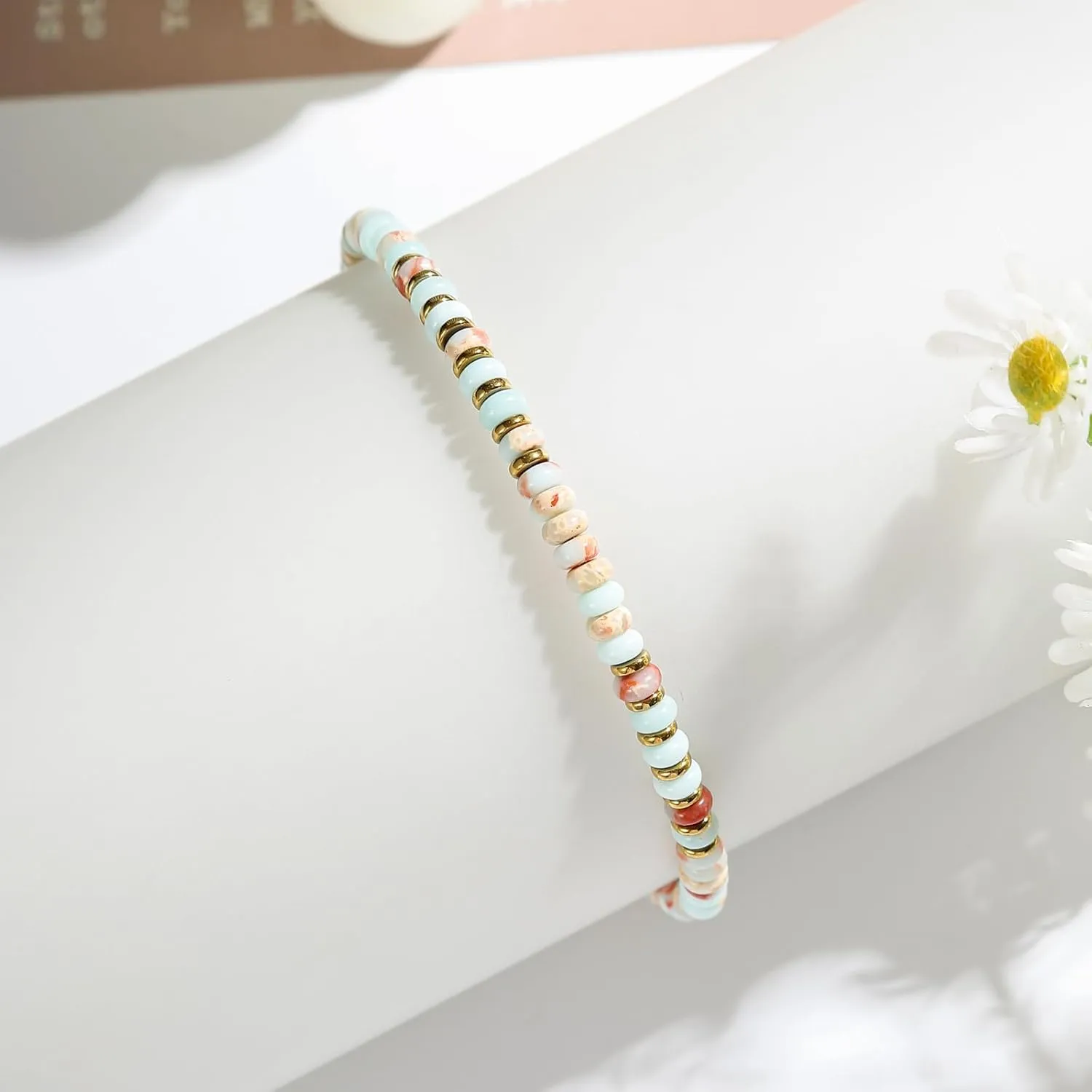 Jinxiuge Stone Beaded Anklets for Women Handmade Beach Boho Beads Ankle Bracelet Jewelry for Birthday Party Gift for Her