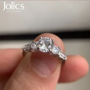 Jolics Handmade 1.5 CT Round Cut Sterling Silver Ring