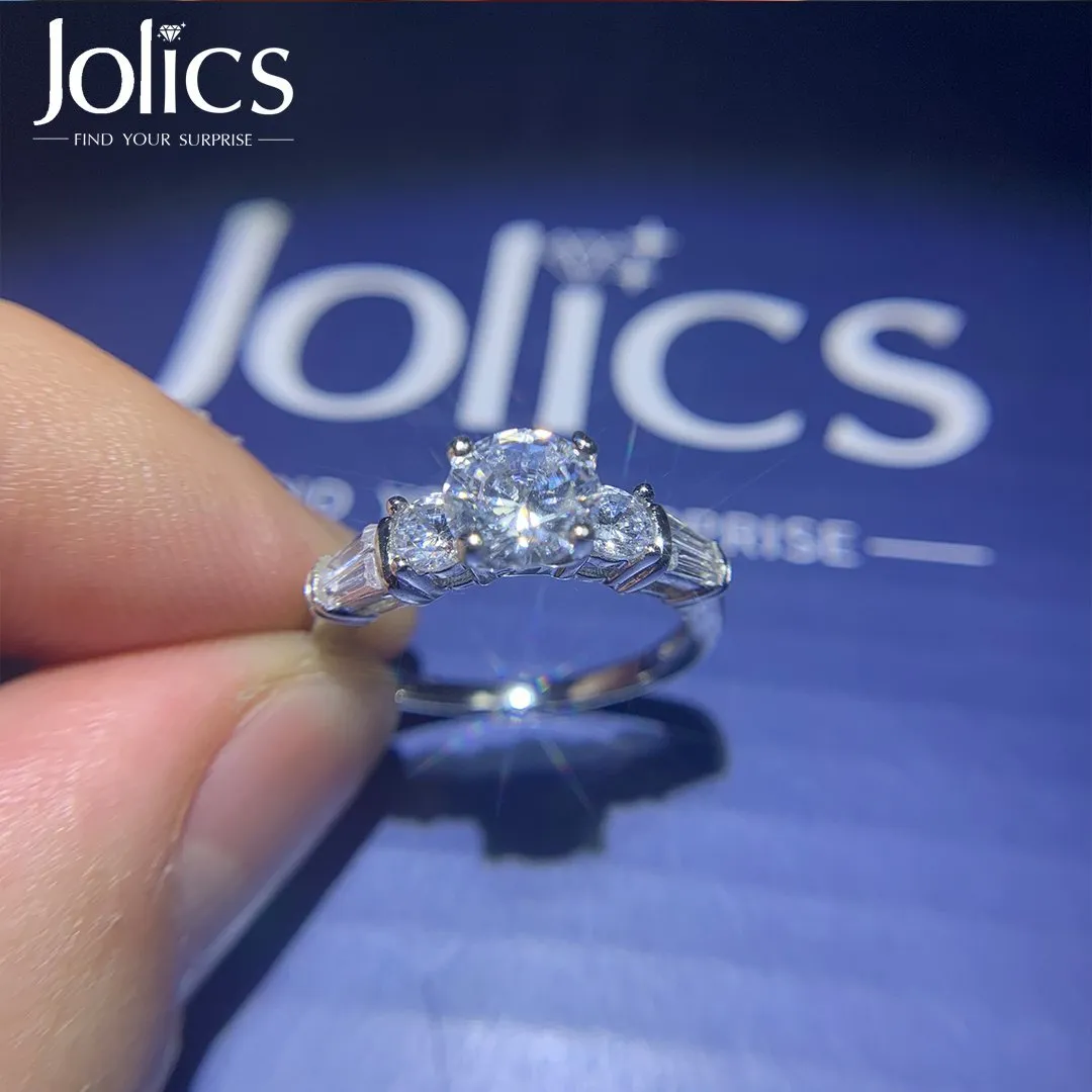 Jolics Handmade 1.5 CT Round Cut Sterling Silver Ring