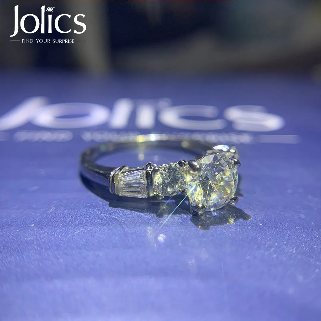 Jolics Handmade 1.5 CT Round Cut Sterling Silver Ring