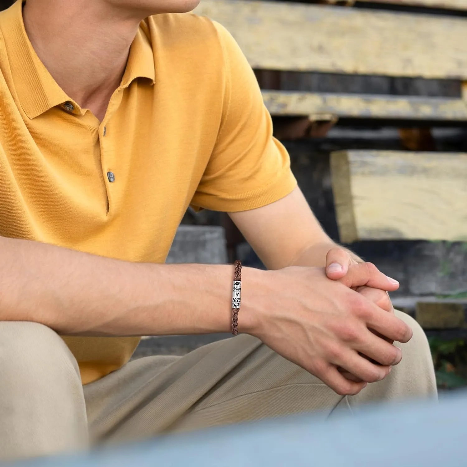JoycuFF 2025 Graduation Gifts for Him High School College Gifts for Men Leather Bracelet for Son Boyfriend Brother Grandson Friends