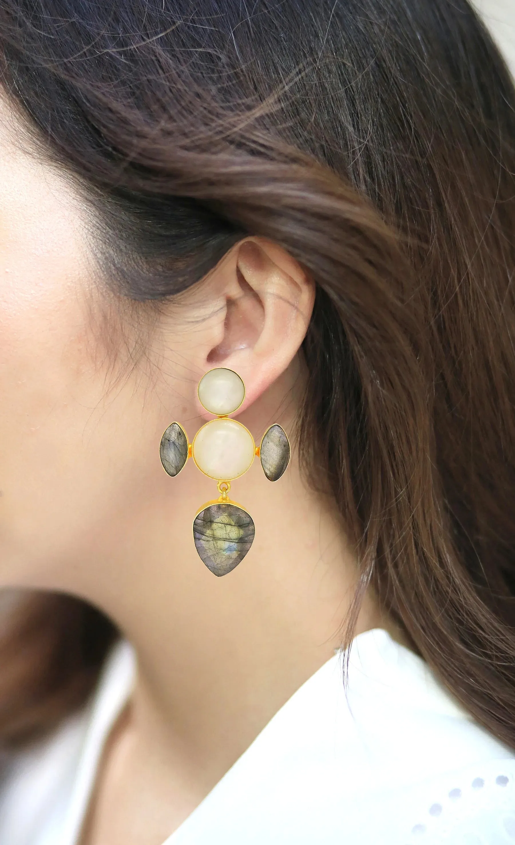 Labradorite & MOP Earrings
