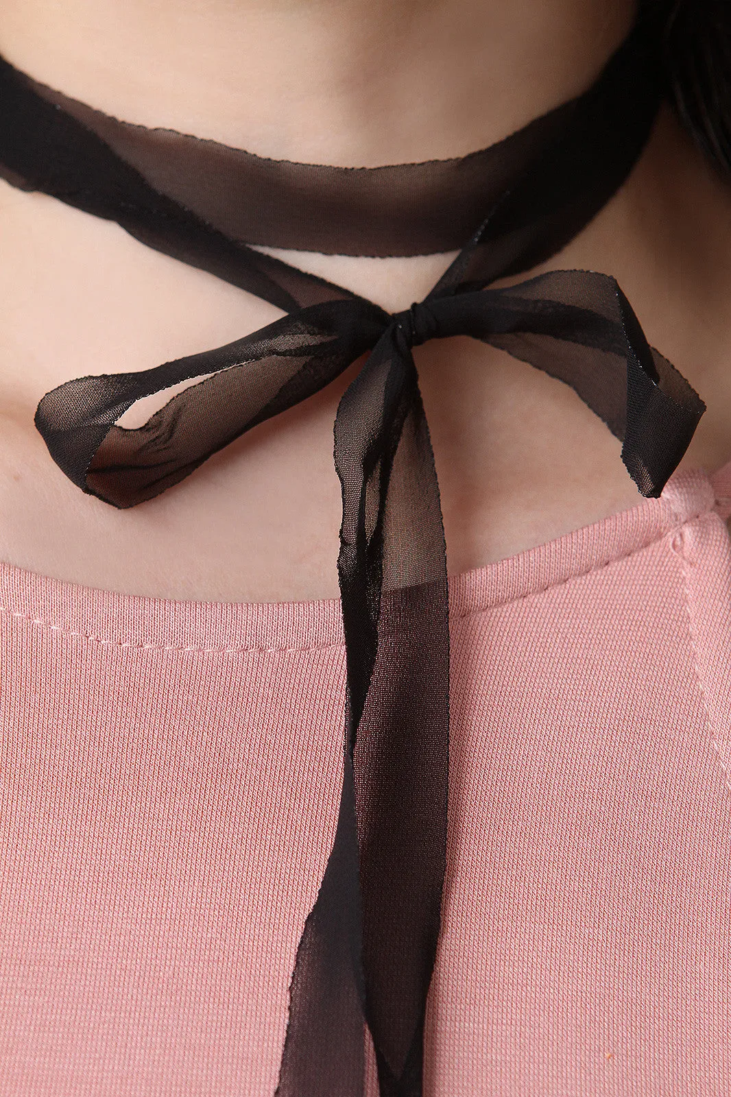 Leaf Tassel Chiffon Wrap Choker