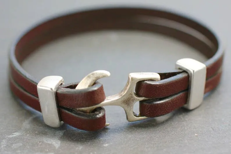 Leather Anchor Bracelet