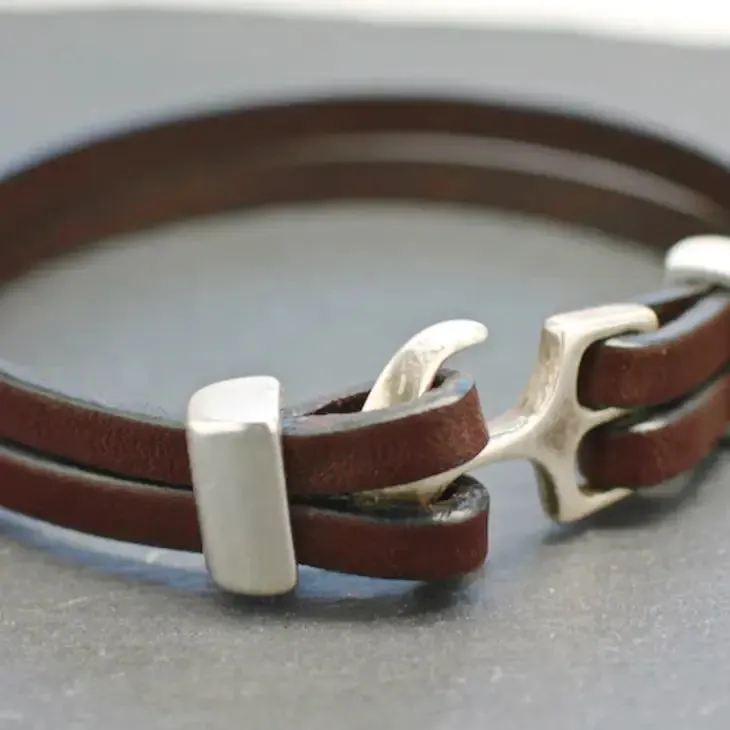 Leather Anchor Bracelet