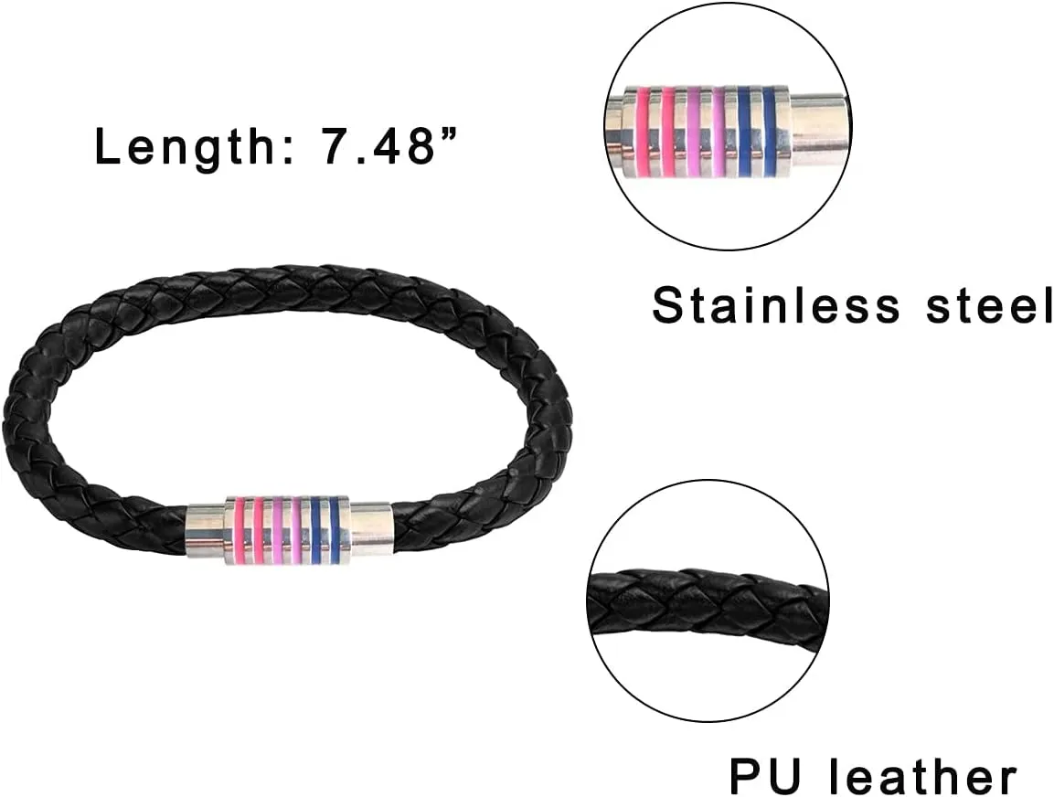 LGBT Pride Bracelet for Gay & Lesbian Black Matte Agate Lava Rock Rainbow Bracelets LGBTQ Relationship Bracelet for Women Men