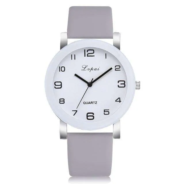 LVPAI Woman's Watch Fashion Simple White Quartz Wristwatches Sport Leather Band Casual Ladies Watches Women Reloj Mujer Ff