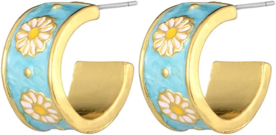 MALOYANVE 925 Sterling Silver Sunflower Studs Earrings for Women Dainty Cute 14k Gold Plated Vintage Boho Daisy Flower Piercing Stud Earrings Jewelry