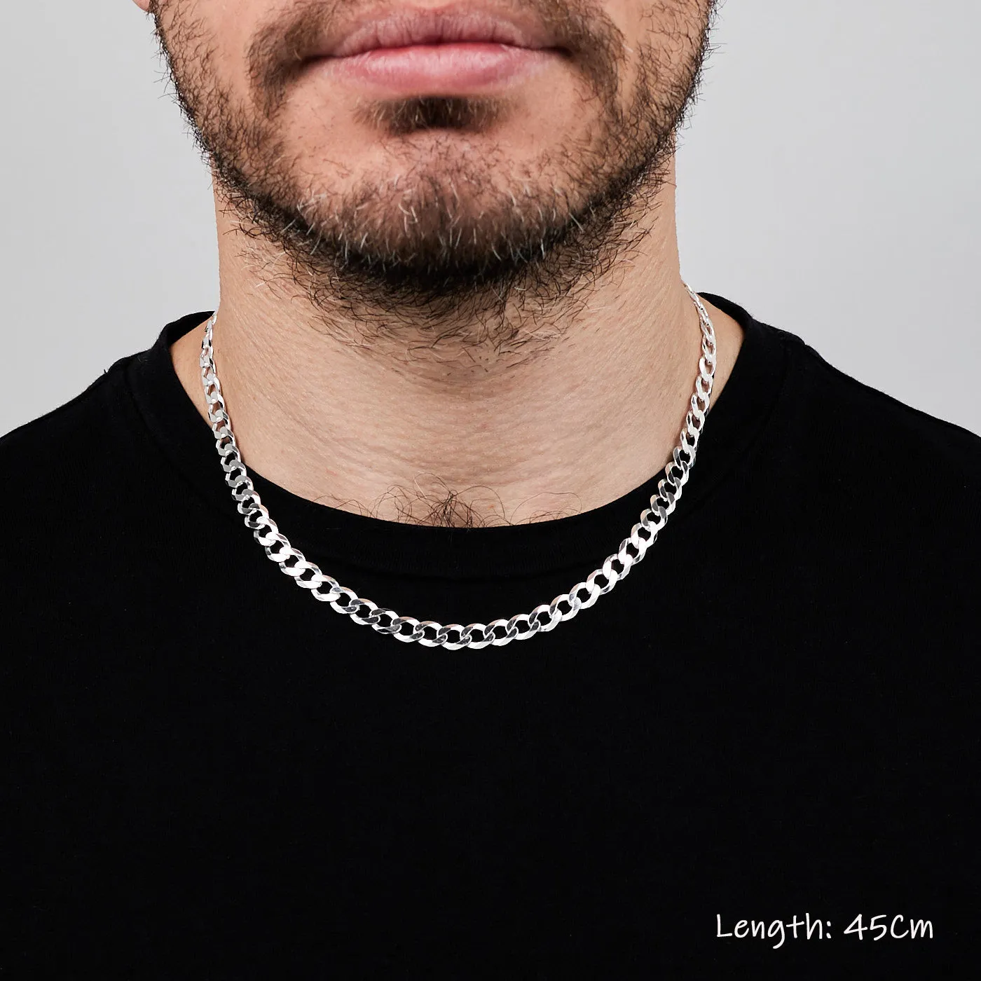 Mens Chain Necklace 6.2mm Cuban Curb Chain 925 Sterling Silver