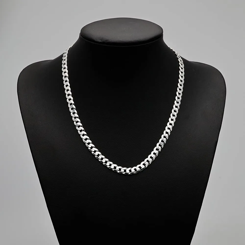 Mens Chain Necklace 6.2mm Cuban Curb Chain 925 Sterling Silver