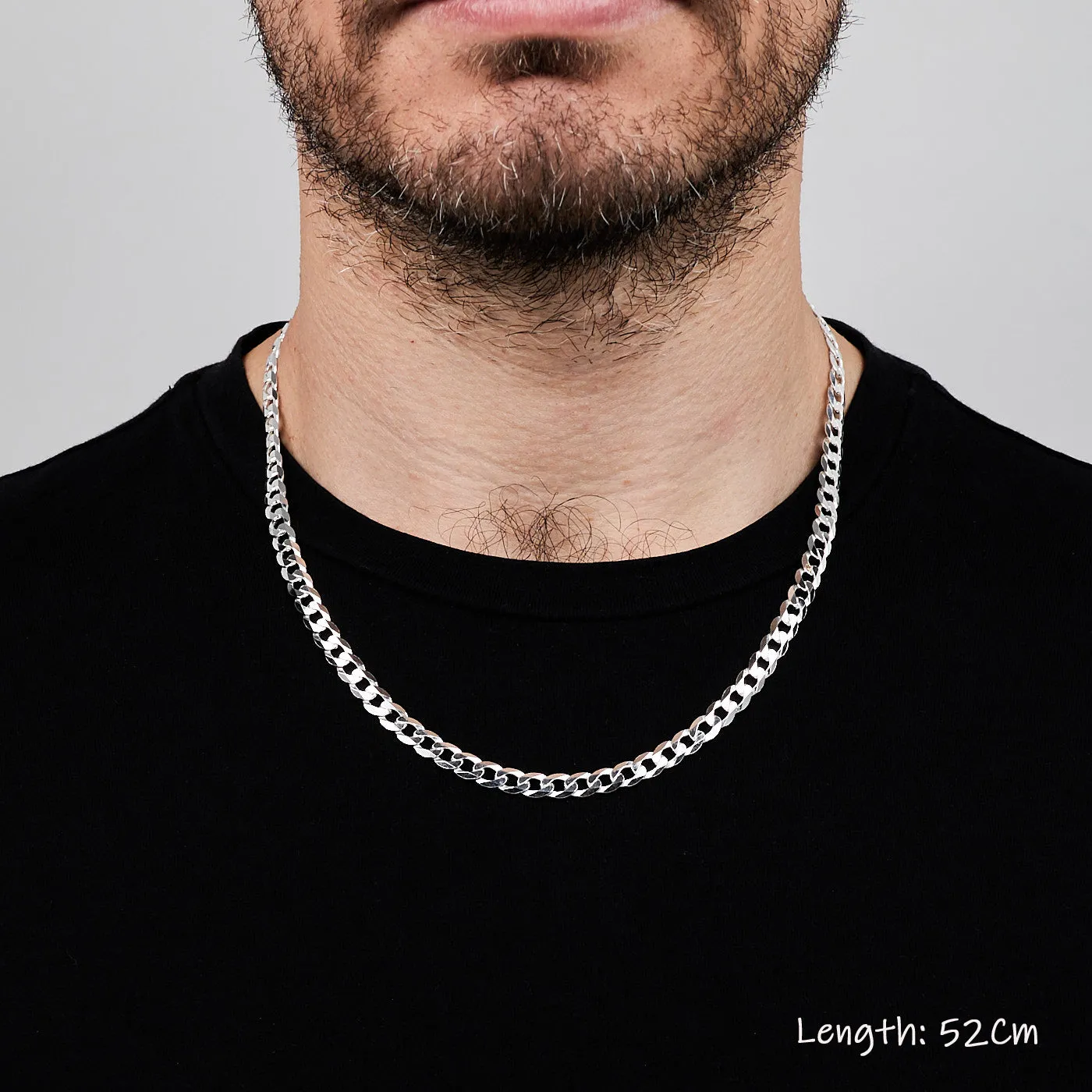 Mens Chain Necklace 6.2mm Cuban Curb Chain 925 Sterling Silver