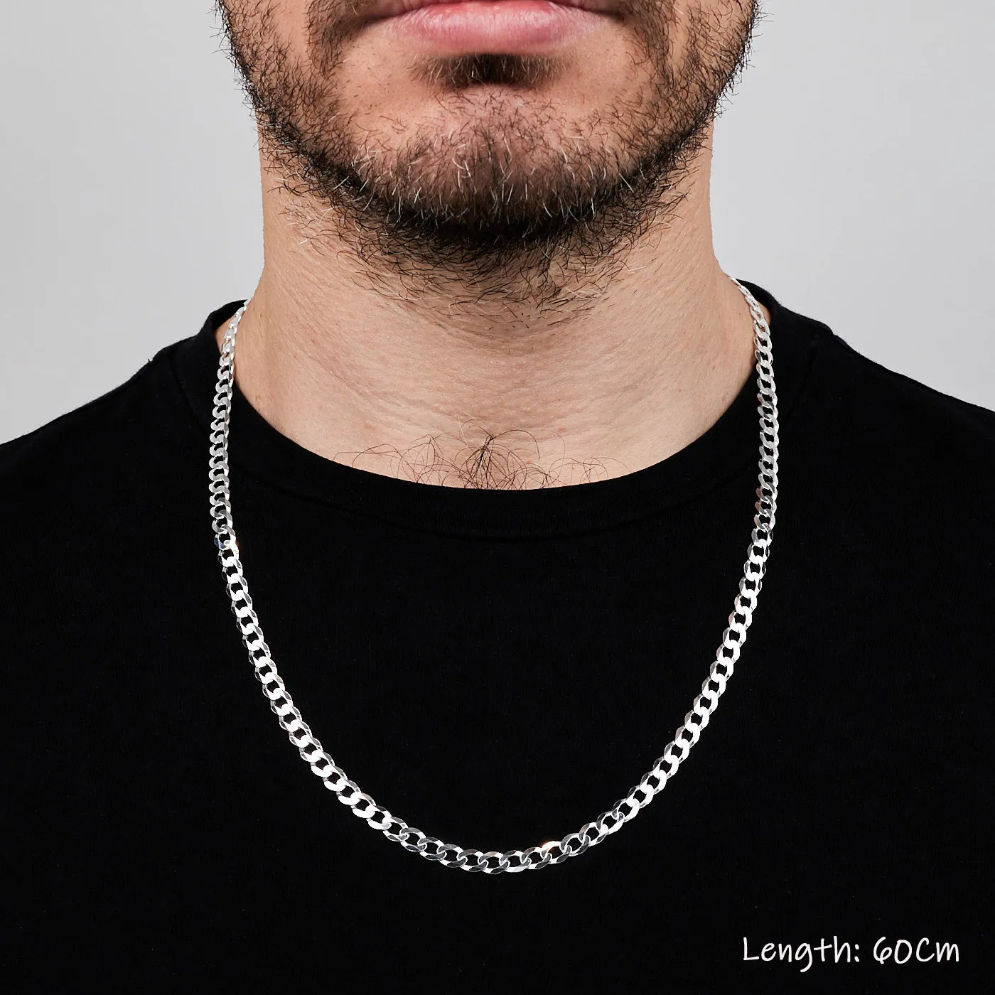 Mens Chain Necklace 6.2mm Cuban Curb Chain 925 Sterling Silver