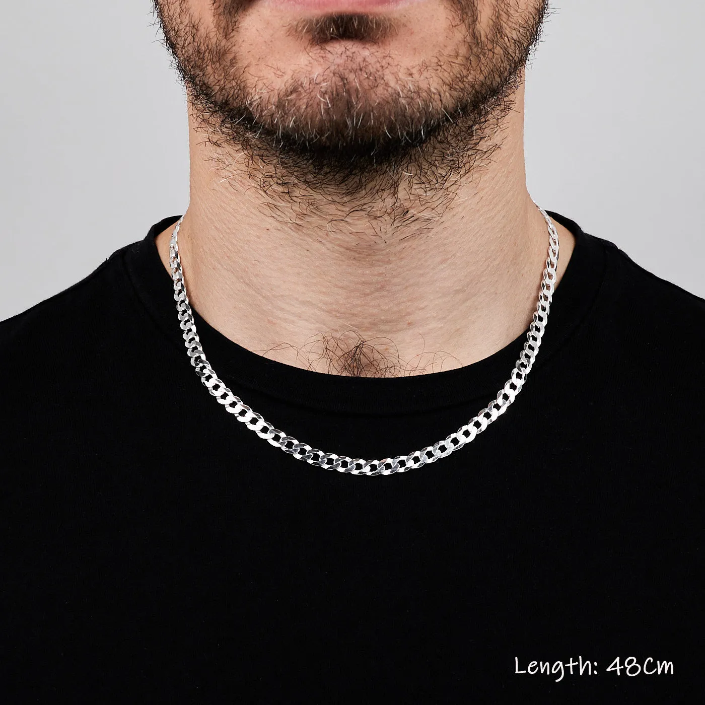 Mens Chain Necklace 6.2mm Cuban Curb Chain 925 Sterling Silver