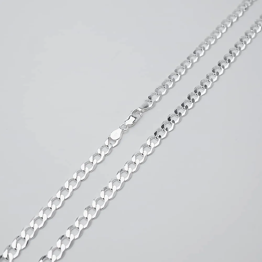 Mens Chain Necklace 6.2mm Cuban Curb Chain 925 Sterling Silver