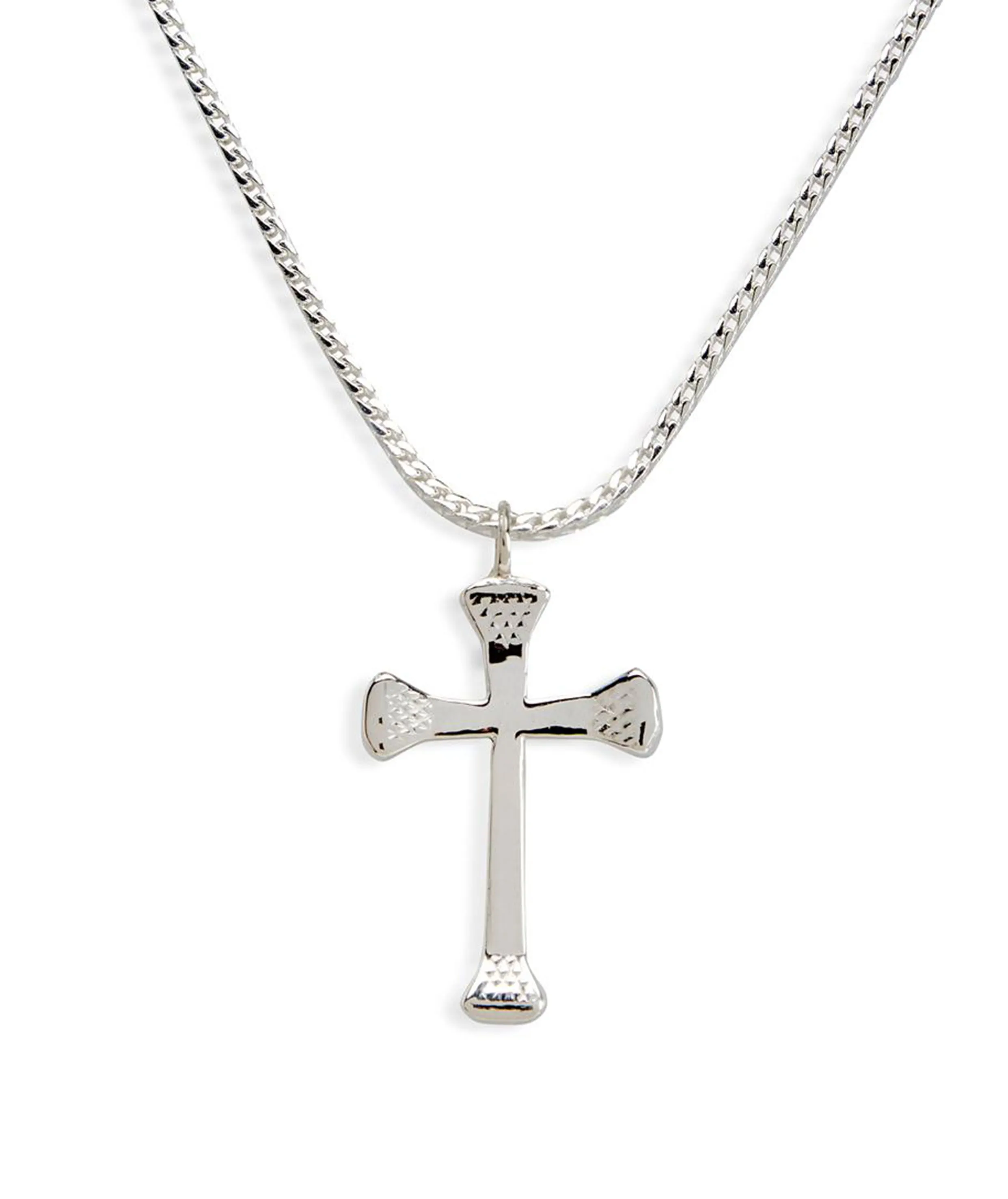 Men's Nail Cross Necklace, Sterling Silver