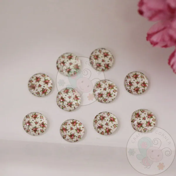 Mini Round Glass Cabochon - Evergreen