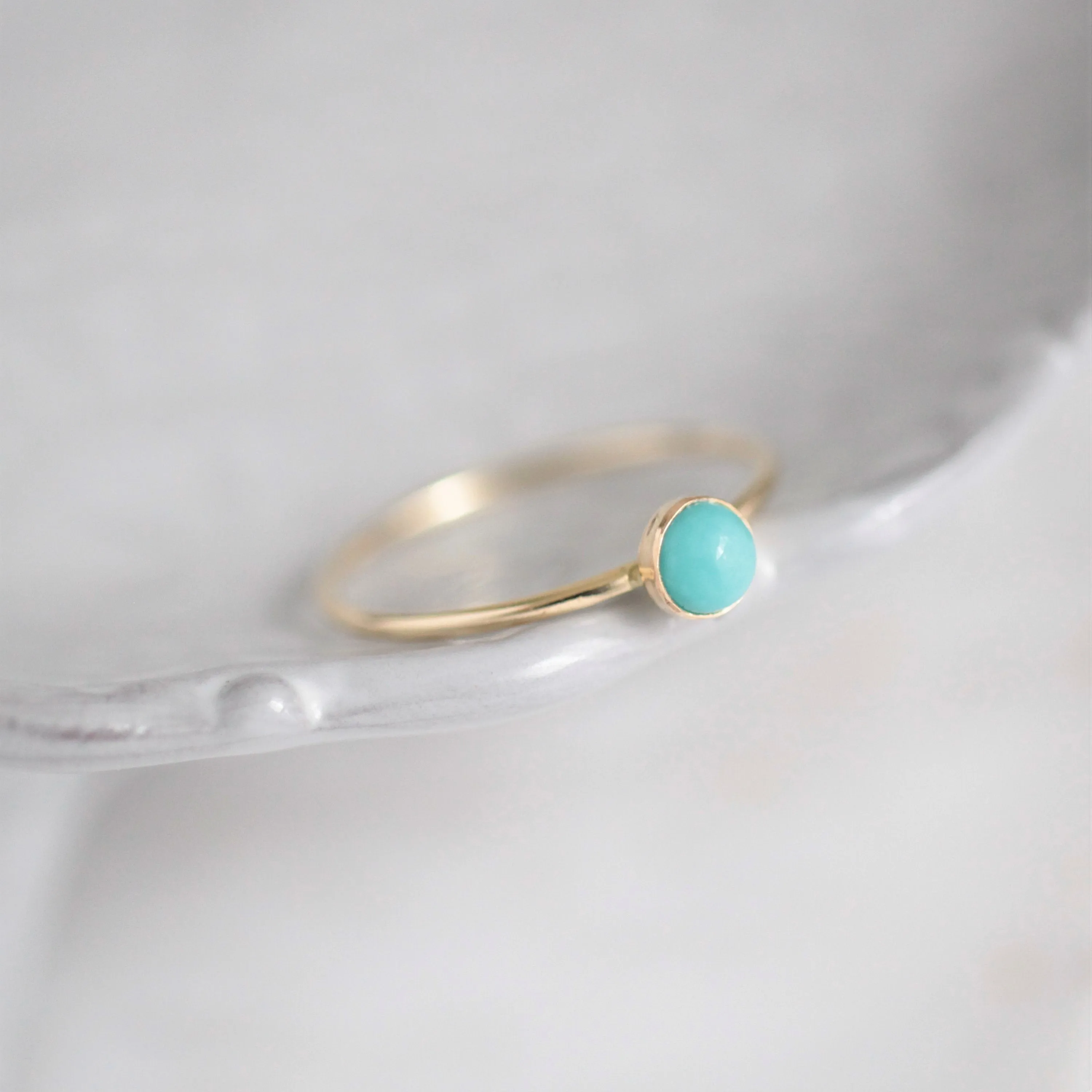 Minimalist Turquoise & Opal Ring Set