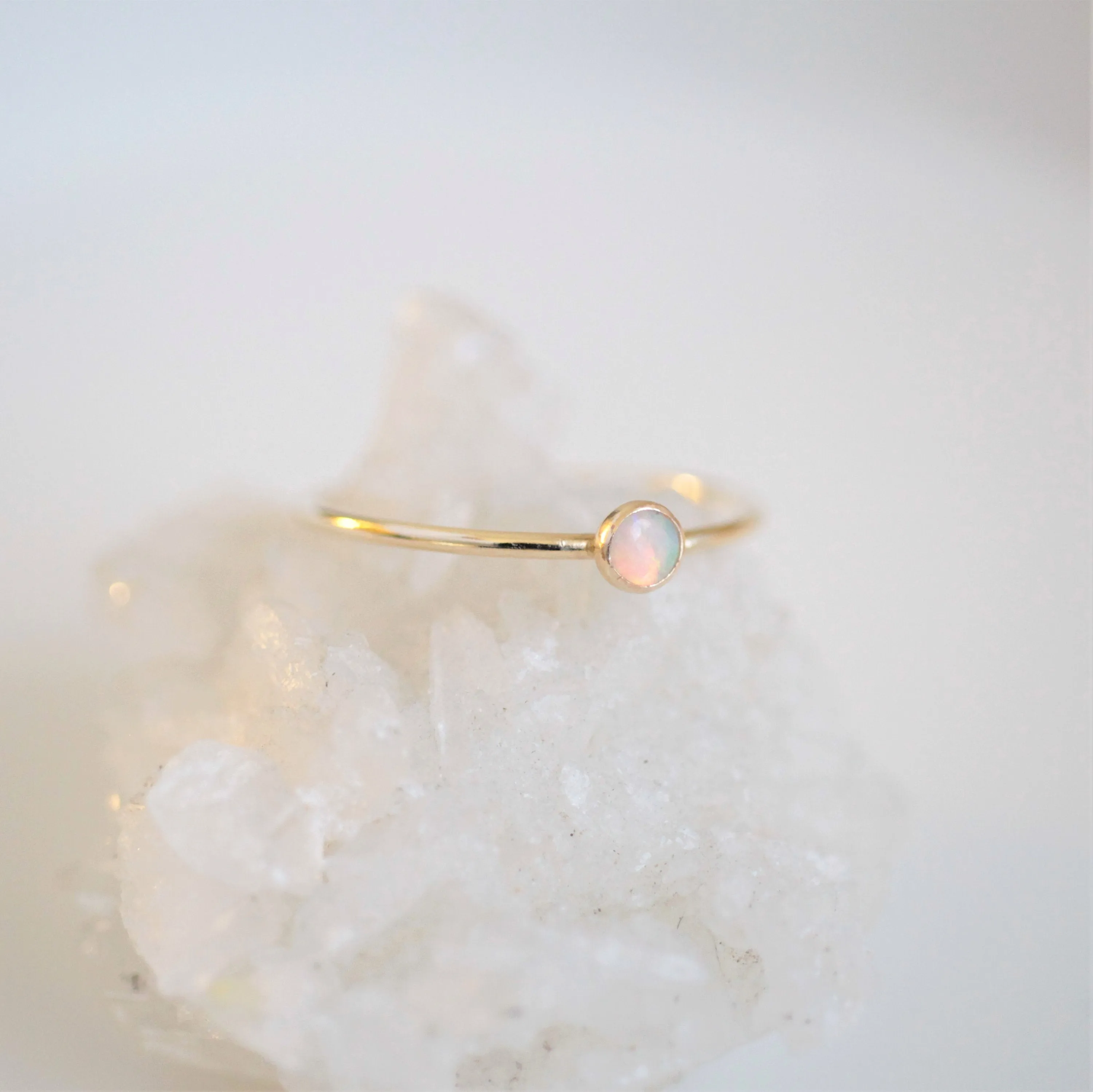 Minimalist Turquoise & Opal Ring Set