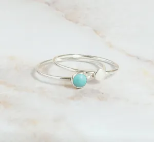 Minimalist Turquoise & Opal Ring Set