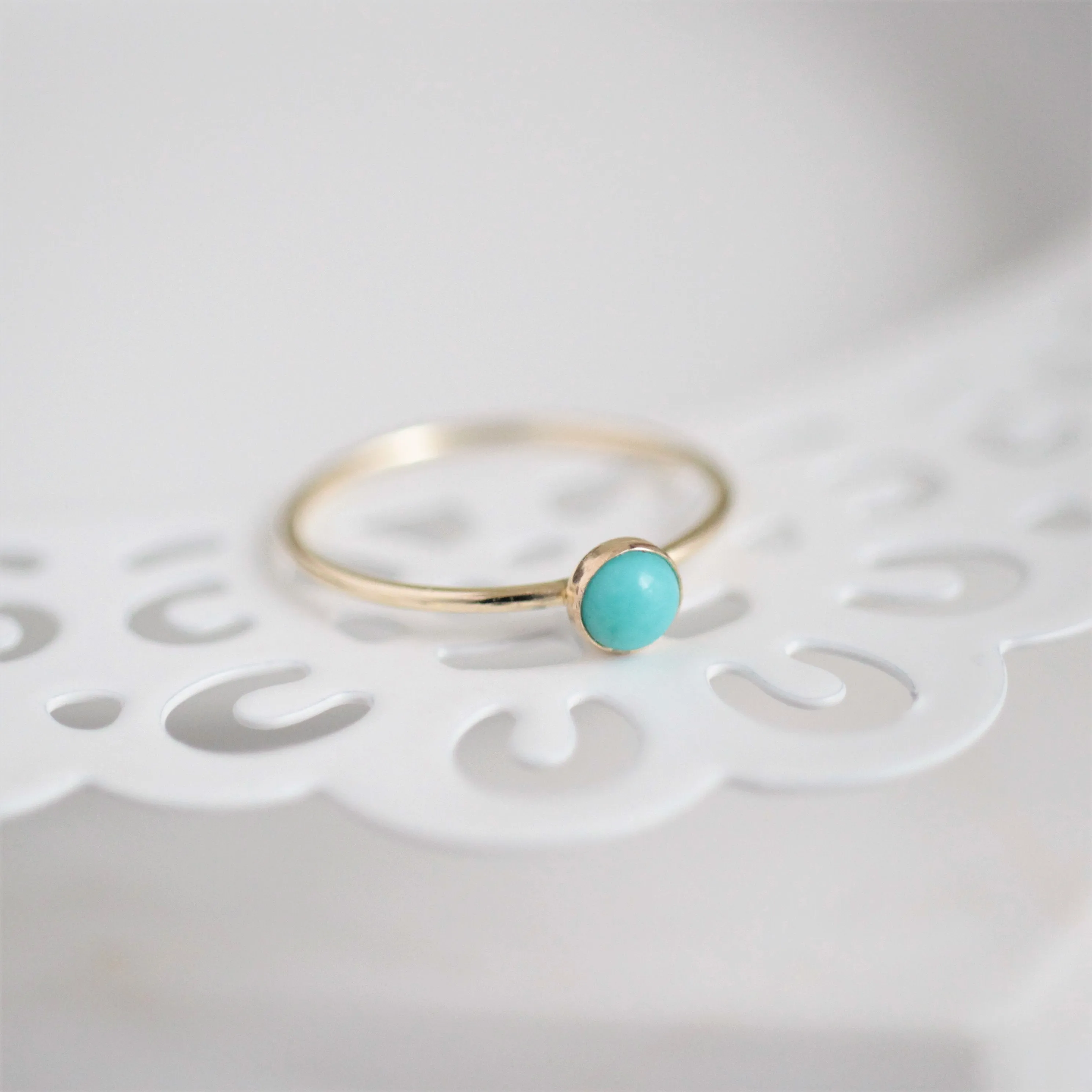 Minimalist Turquoise & Opal Ring Set