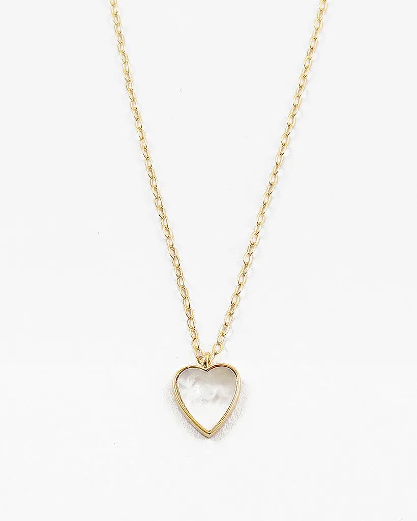 Mother of Pearl Heart on Delicate Chain