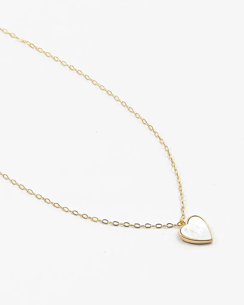 Mother of Pearl Heart on Delicate Chain